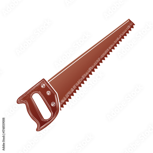 Vintage handsaw tool icon for carpentry and woodworking isolated vector illustration