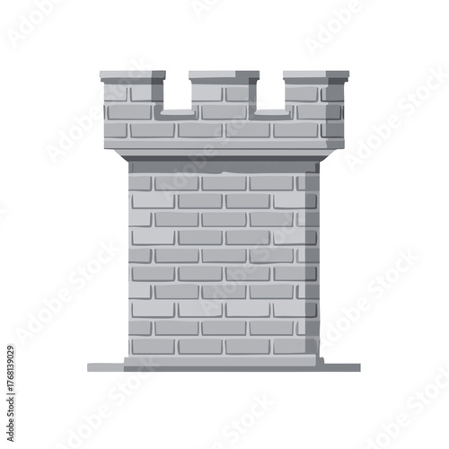 Gray Brick Tower Fortification Symbol Fortress Stronghold Defence Illustration