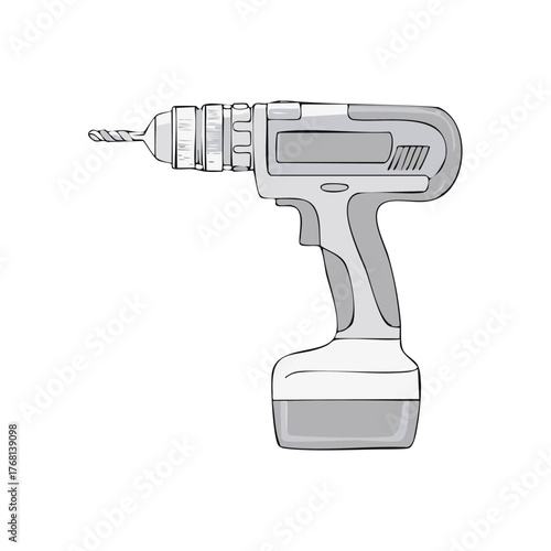 Cordless Power Drill Tool Isolated: Construction, Repair, and Home Improvement