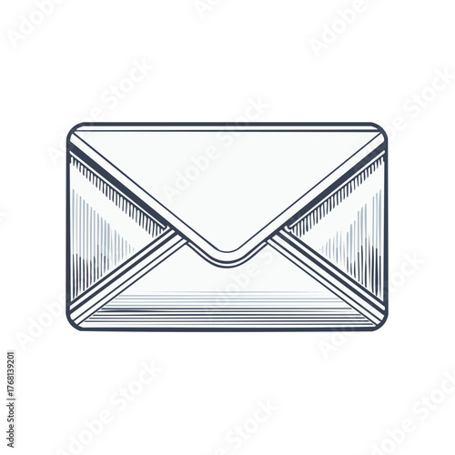 Retro illustration of an envelope. Vintage letter concept with engraved design.