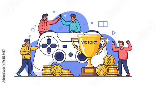 Celebrating victory in virtual worlds: Illustrating success and teamwork in gaming tournaments