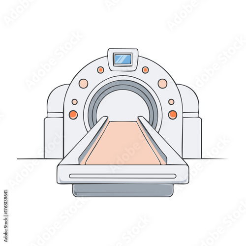 Modern computed tomography scan device medical diagnostic equipment illustration