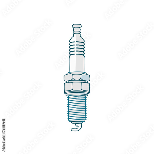 Motor vehicle engine spark plug essential component outline drawing
