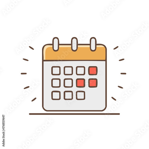 Calendar with important marked days showing on table illustration, flat cartoon organizer, schedule, reminder, appointments, effective planning
