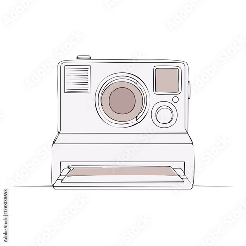 Retro instant camera illustration. Vintage photography concept, abstract style design.