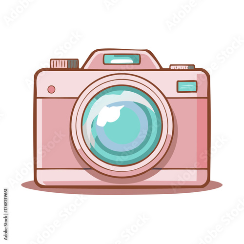 Pink Camera Cartoon Style Illustration Photography Device Creative Concept Design