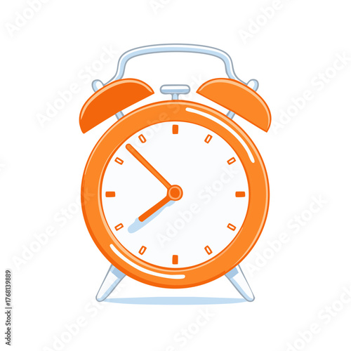 Orange Alarm Clock Cartoon Illustration Showing Seven O'Clock Reminder