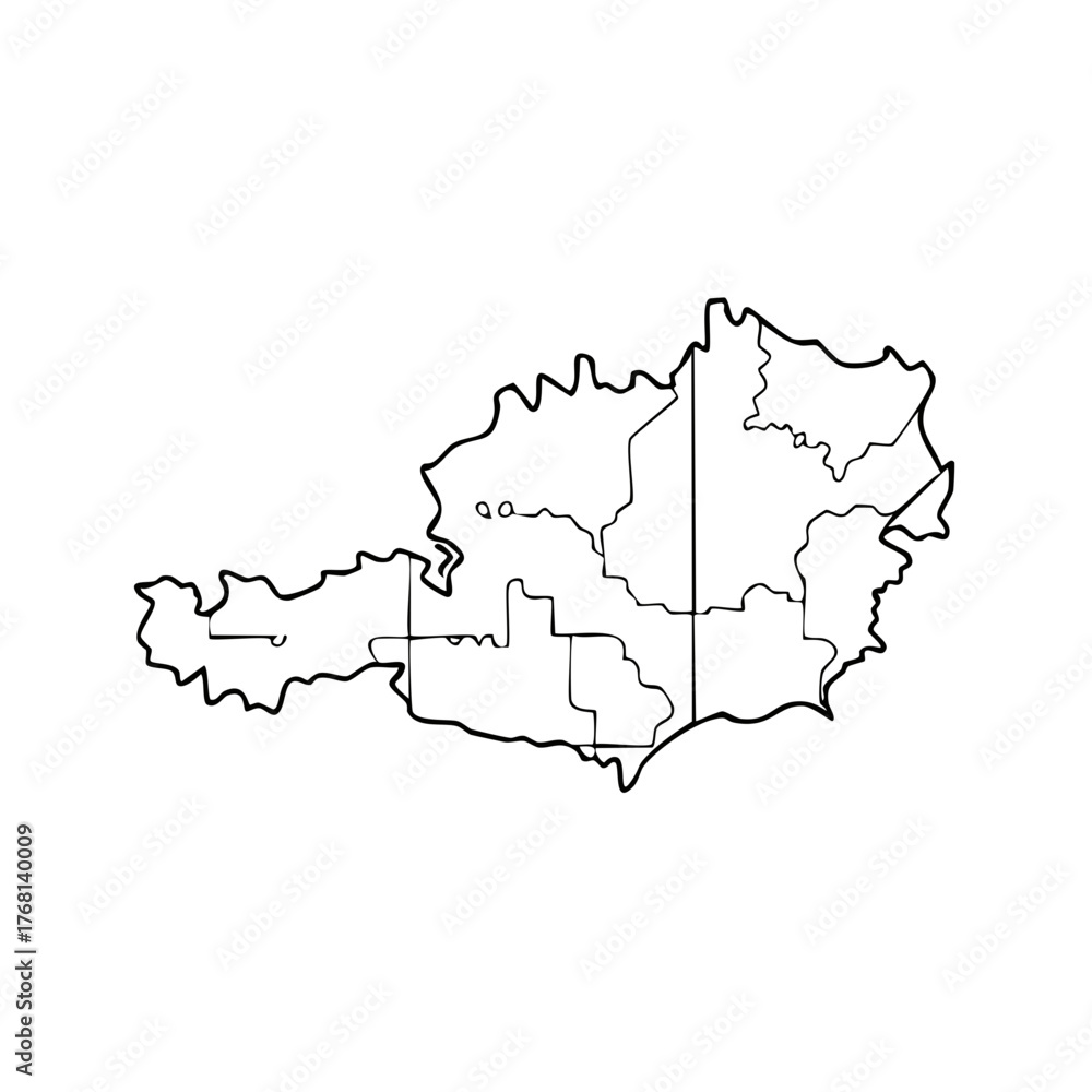 Obraz premium Austria map outline vector illustration black and white