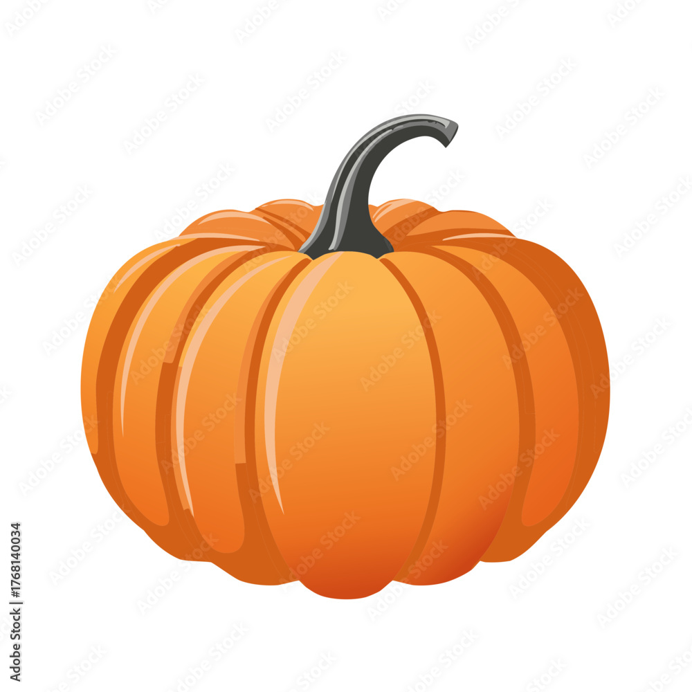 Obraz premium Isolated Single Orange Pumpkin, Festive and Bright, for Halloween Decorating and Autumn Events