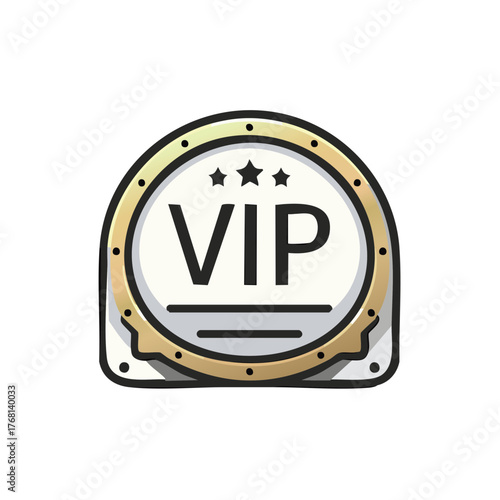 VIP Pass Design with Golden Accents and Cartoon Style for Exclusive Access