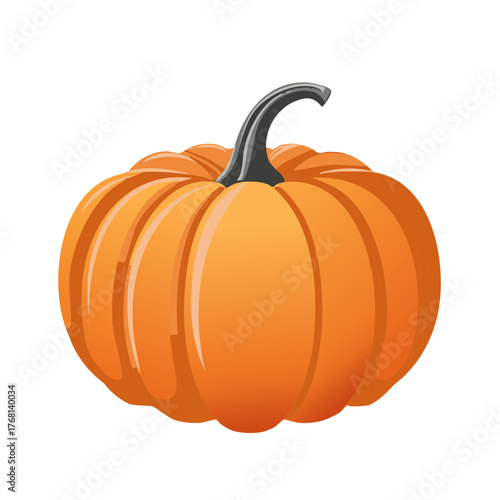 Isolated Single Orange Pumpkin, Festive and Bright, for Halloween Decorating and Autumn Events
