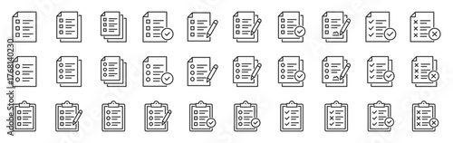 checklist icon pack outline style vector collection for evaluation and survey