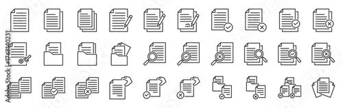 document icon pack outline style vector collection for business administration