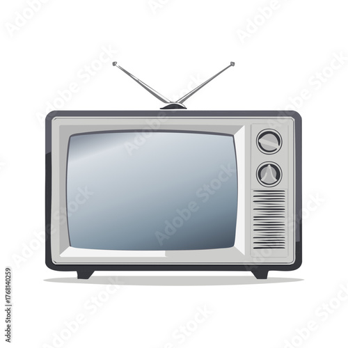 Vintage television set illustration with antenna for retro design projects and entertainment concepts