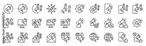 marketing icon pack outline style vector collection for business and sales promotion