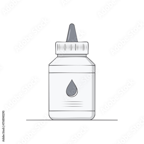 Simple Drawing of an Eye Drop Bottle with a Water Droplet Symbol