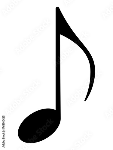 Foto Elegant black eighth note icon in vector silhouette design, single quaver melody