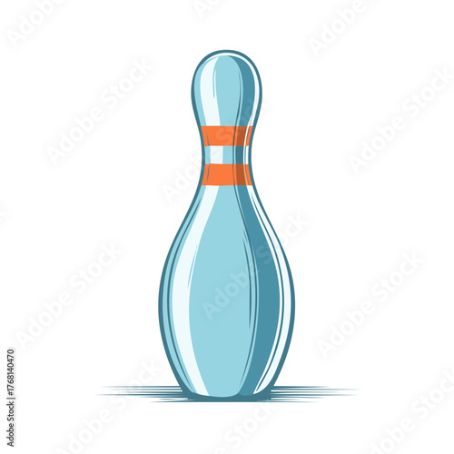 Vector illustration of a bowling pin with orange stripes for recreational sports
