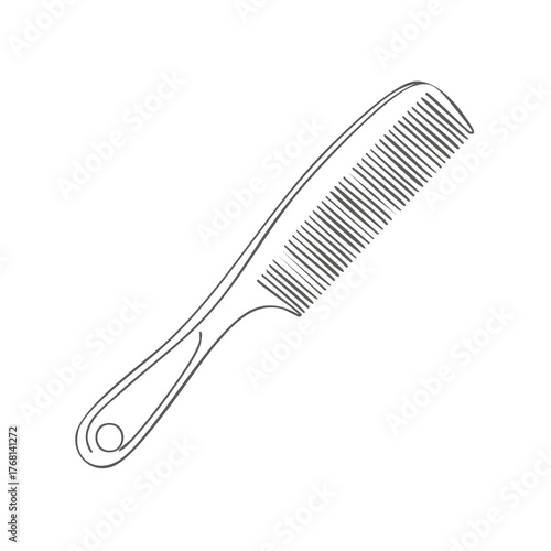 Isolated Comb Illustration, Grooming Tool Drawing, Hair Care Hygiene Object