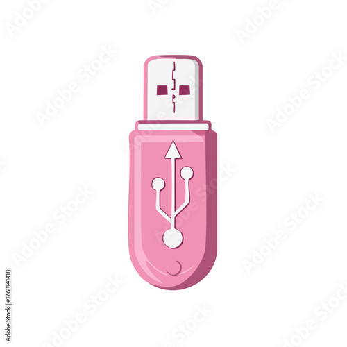 Pink USB Flash Drive with USB Symbol Digital Storage Device