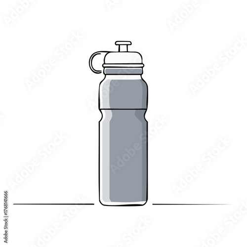 Reusable water bottle with lid and loop drink container healthy lifestyle illustration