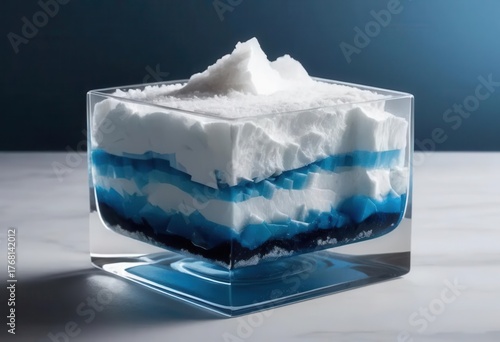 Elegant Dessert Layers in Glass with Blue and White Textures