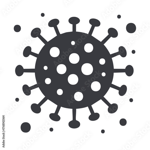 Dark gray virus pathogen icon representing disease, infection, and global pandemic