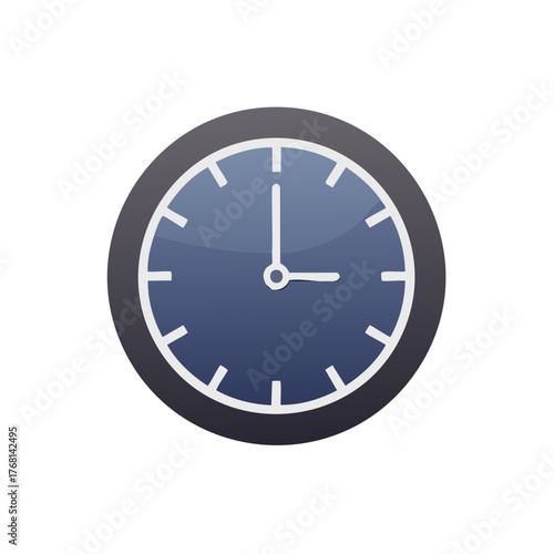 Clock Face Showing Time with Hour and Minute Hand Design Illustration
