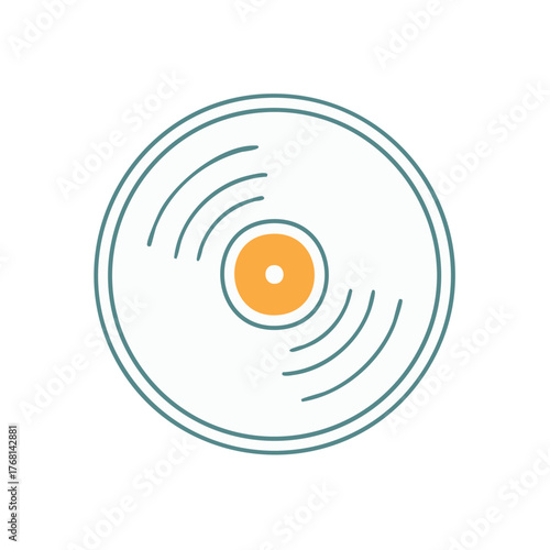 Retro Music Vinyl Record Disk Icon Vector Illustration Classic Sound Play