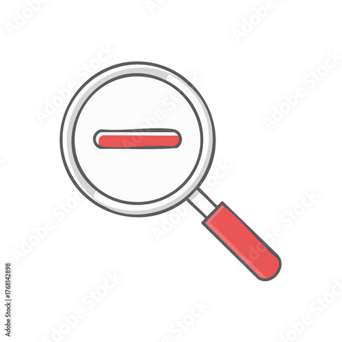 Magnifying glass with minus symbol indicating zoom out or reduction concept