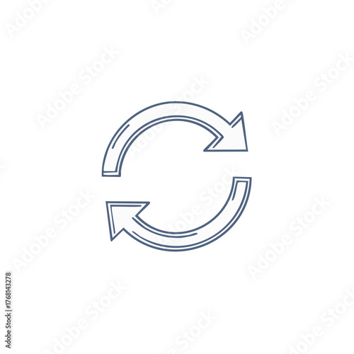 Circular arrows icon representing refresh, reload, and update. Continuous loop symbol for synchronization and recycling.