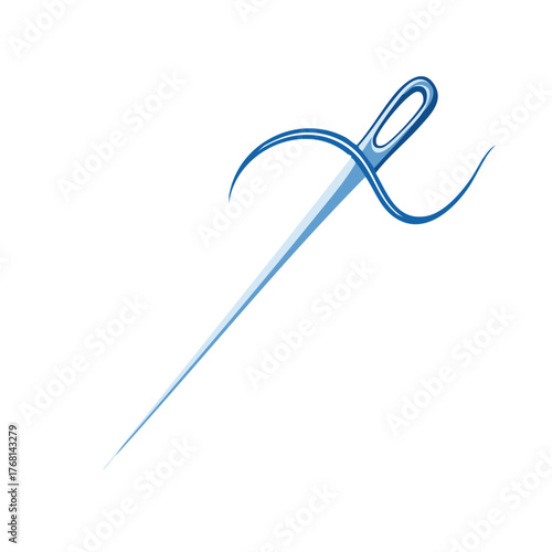 Stylized Needle with Thread Design for Sewing or Tailoring Projects
