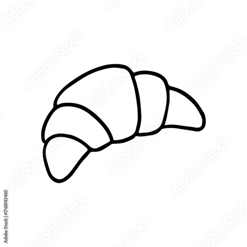 A simple hand-drawn doodle of a croissant, representing French breakfast culture and cozy coffee moments.