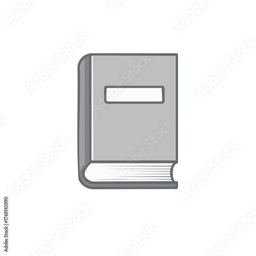 Isolated hardcover book illustration in gray tone with bookmark for study guide