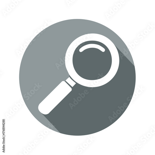 Magnifying Glass Icon in Flat Design Style with Shadow Effect