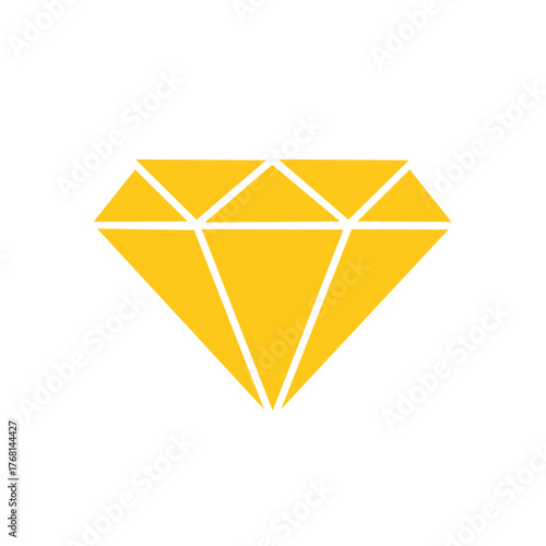 Gold diamond icon illustration. Gemstone graphic design, logo element.