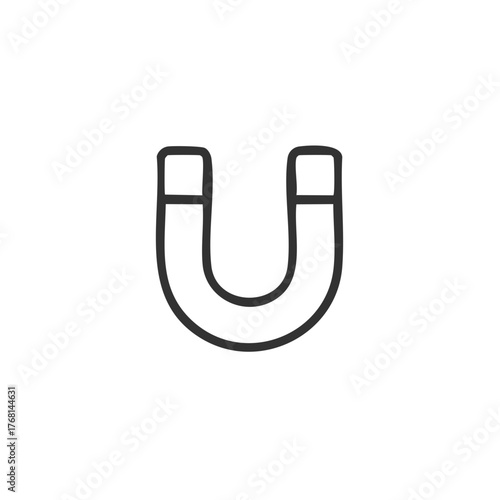 Simple line art icon of a horseshoe magnet representing attraction and magnetism