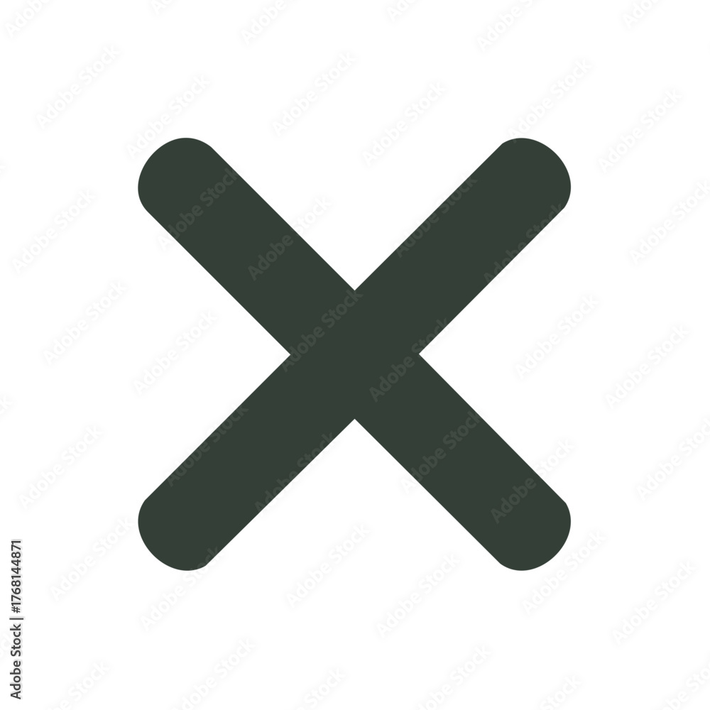 Obraz premium Dark X shape mark. Sign of error, failure or delete. Incorrect choice for user interface and form fields design.