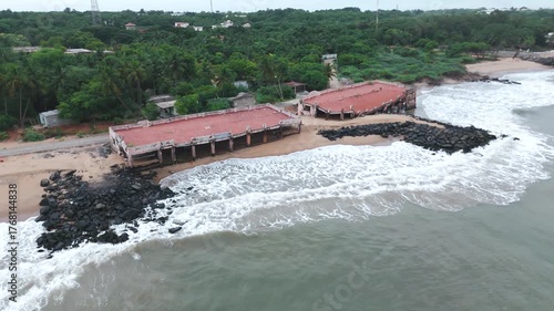 Beach Erosion groynes structure prevent coastal erosion.