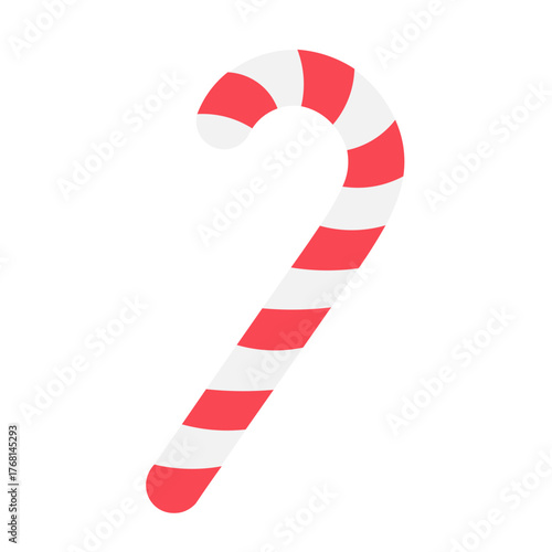 candy cane christmas flat design isolated vector illustration