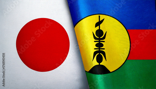 日本の国旗とニューカレドニアの国旗(Japan Flag & New Caledonia flag.)
