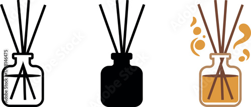 Aroma reed diffuser fragrance illustration for home decor and aromatherapy essential oil refills