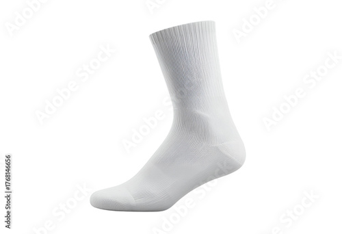 Isolated white athletic crew sock mockup for sports or casual wear.