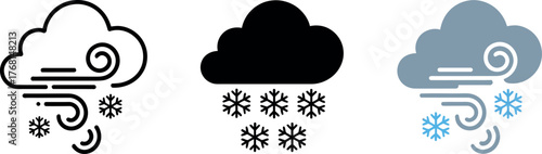 Snowy Weather Forecast Icons Set Winter Weather Conditions and Storms Weather Elements
