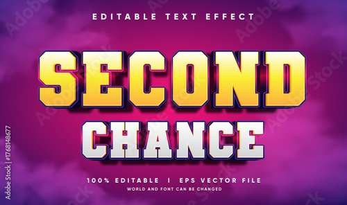 second chance vector text effect with modern style