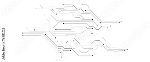 White circuit board background. Technology concept. Thin line wires and dots. AI chip innovation concept.