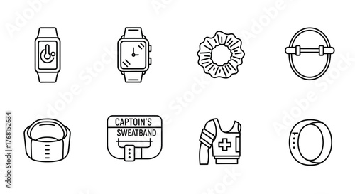 Set of eight hand drawn sketches of fashion accessories and gadgets modern style vector