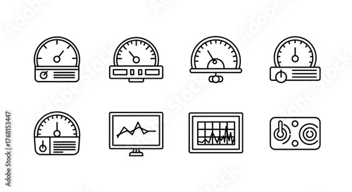 Set of hand drawn dashboard gauges and measurement instruments icon collection vector