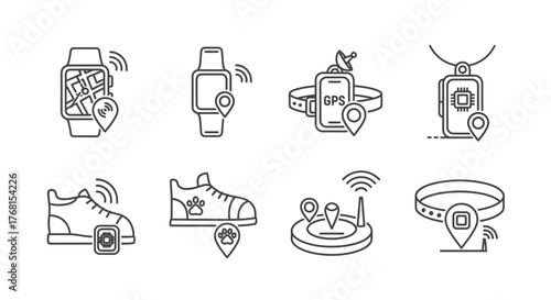 Smart device tracking icons for location services and iot innovations vector