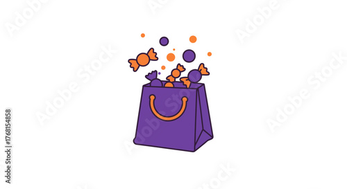 Halloween candy bag with sweets and treats.